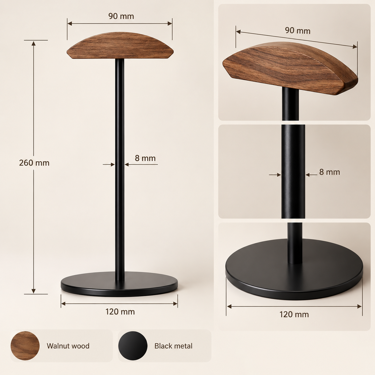 The Walnut Headphone Stand